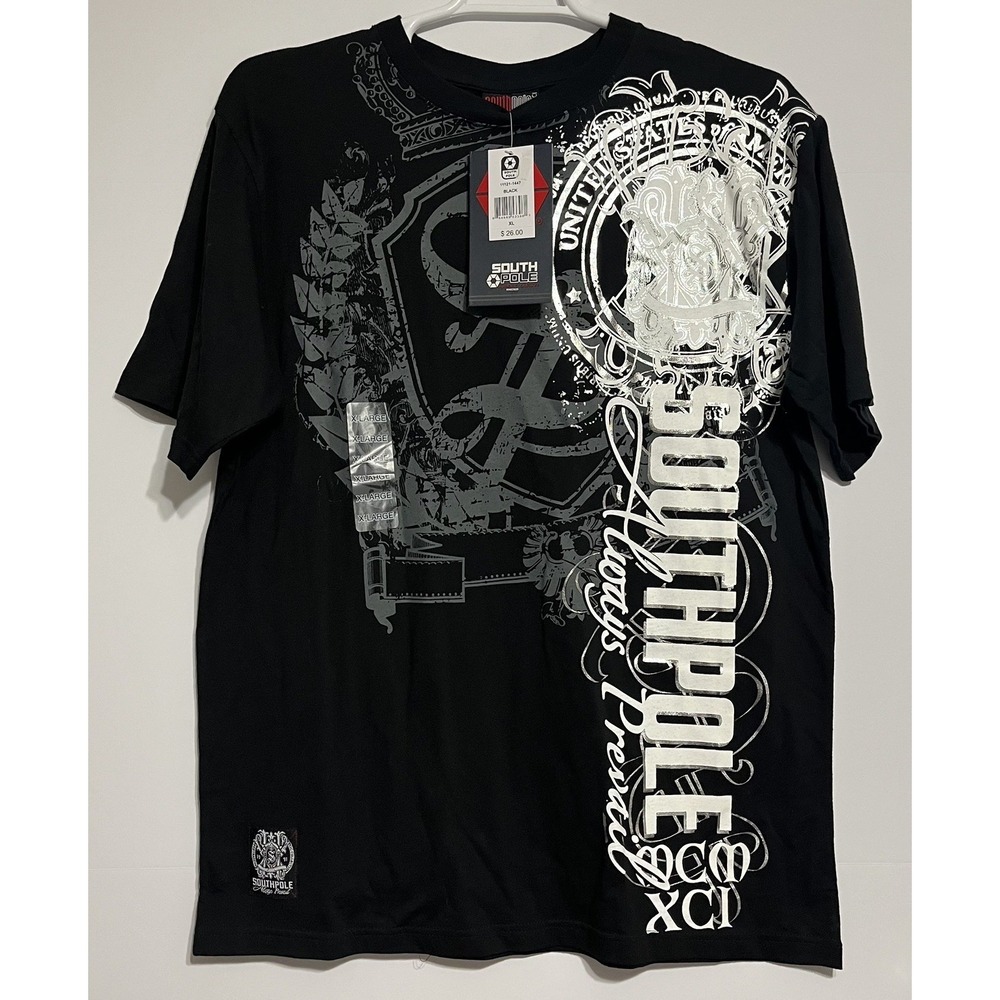 Southpole New With Tags Men's XL Big & Tall Black Graphic Print Logo Crew Shirt